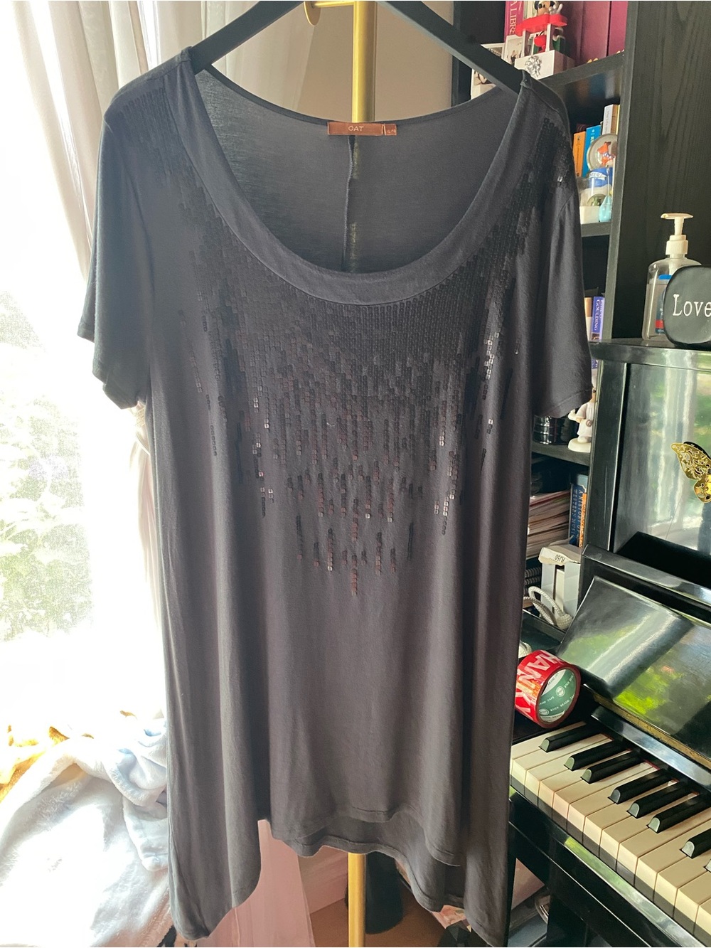 Oat New York Black Sequin Scoop Neck Tunic
